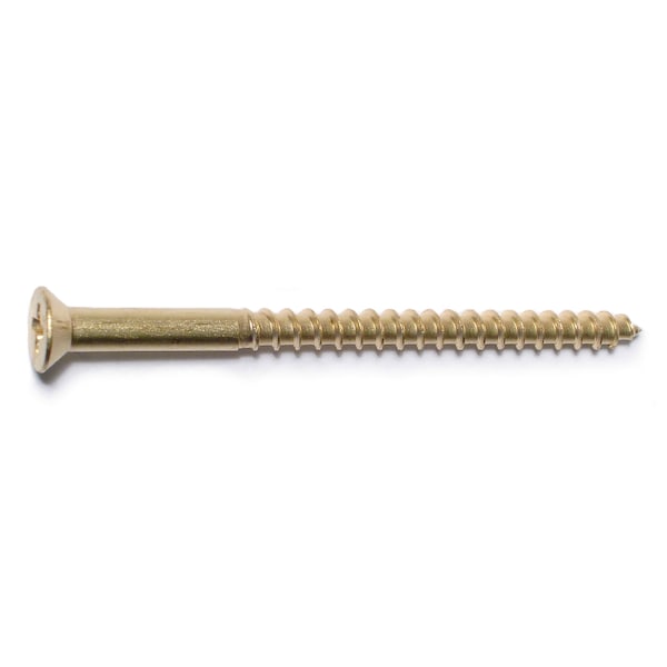 Midwest Fastener Wood Screw, #8, 2-1/2 in, Plain Brass Flat Head Phillips Drive, 100 PK 02870 - main